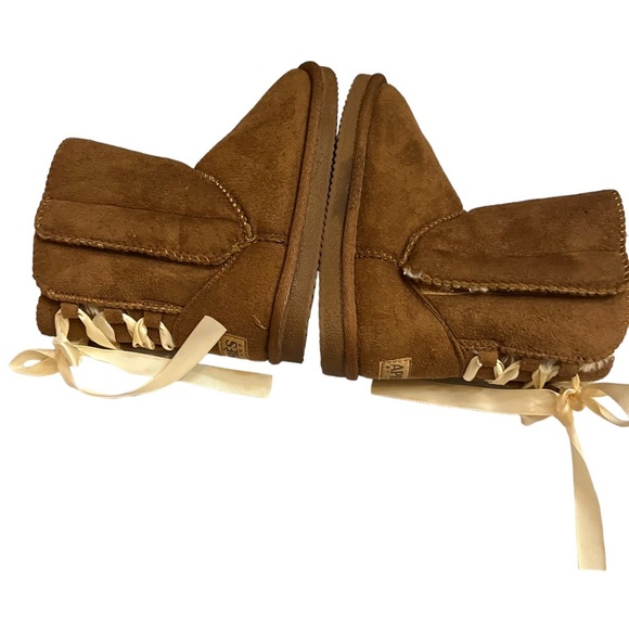 Lamo APRES Kids Bow Lace Faux Fur Lined Snow Boot Chestnut Brown Toddler size13Y - Picture 6 of 11